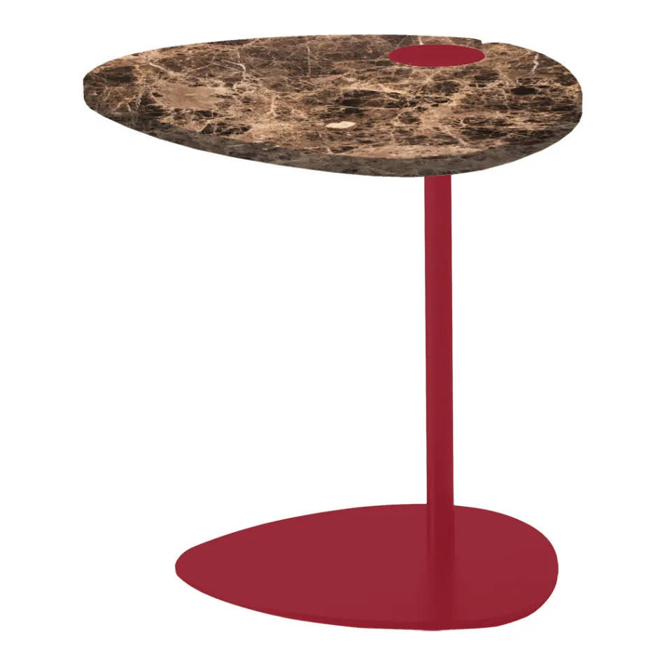 Coffee Table for Living Room in Metal and Marquinia Marble, Luxury Design - Yassine Viadurini