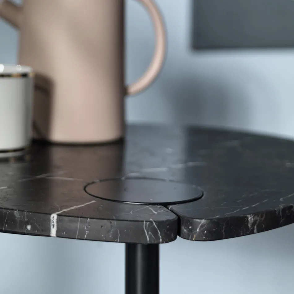 Coffee Table for Living Room in Metal and Marquinia Marble, Luxury Design - Yassine Viadurini