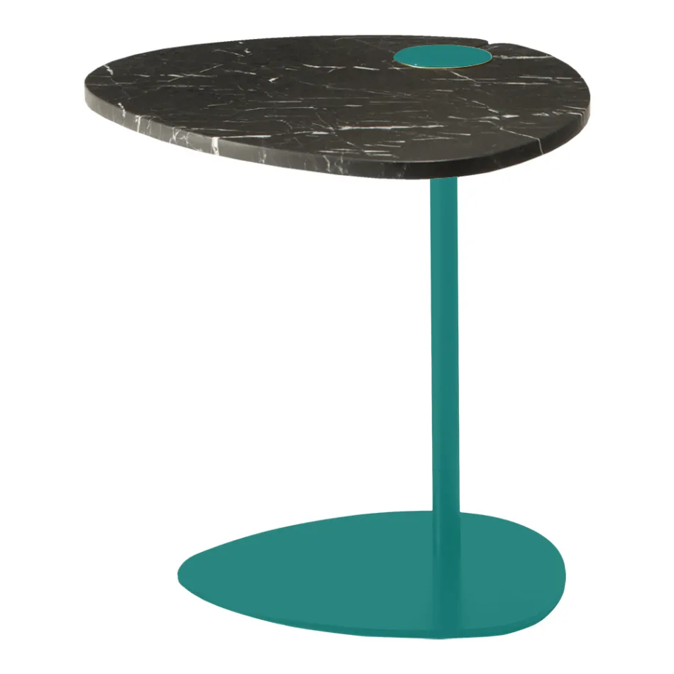 Coffee Table for Living Room in Metal and Marquinia Marble, Luxury Design - Yassine Viadurini