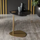Coffee Table for Living Room in Metal and Marquinia Marble, Luxury Design - Yassine Viadurini