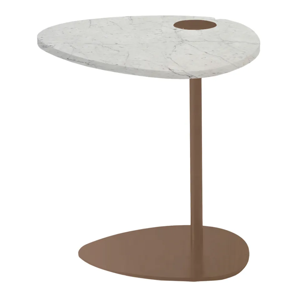 Coffee Table for Living Room in Metal and Marquinia Marble, Luxury Design - Yassine Viadurini