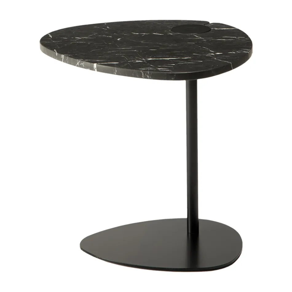 Coffee Table for Living Room in Metal and Marquinia Marble, Luxury Design - Yassine Viadurini