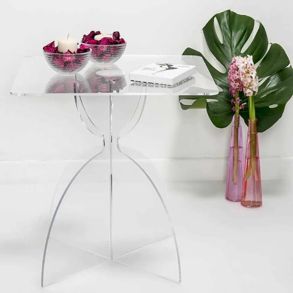 Design square coffee table, in transparent PMMA Laives Viadurini