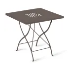 Square Folding Outdoor Table in Galvanized Steel Made in Italy - Selvaggia Viadurini