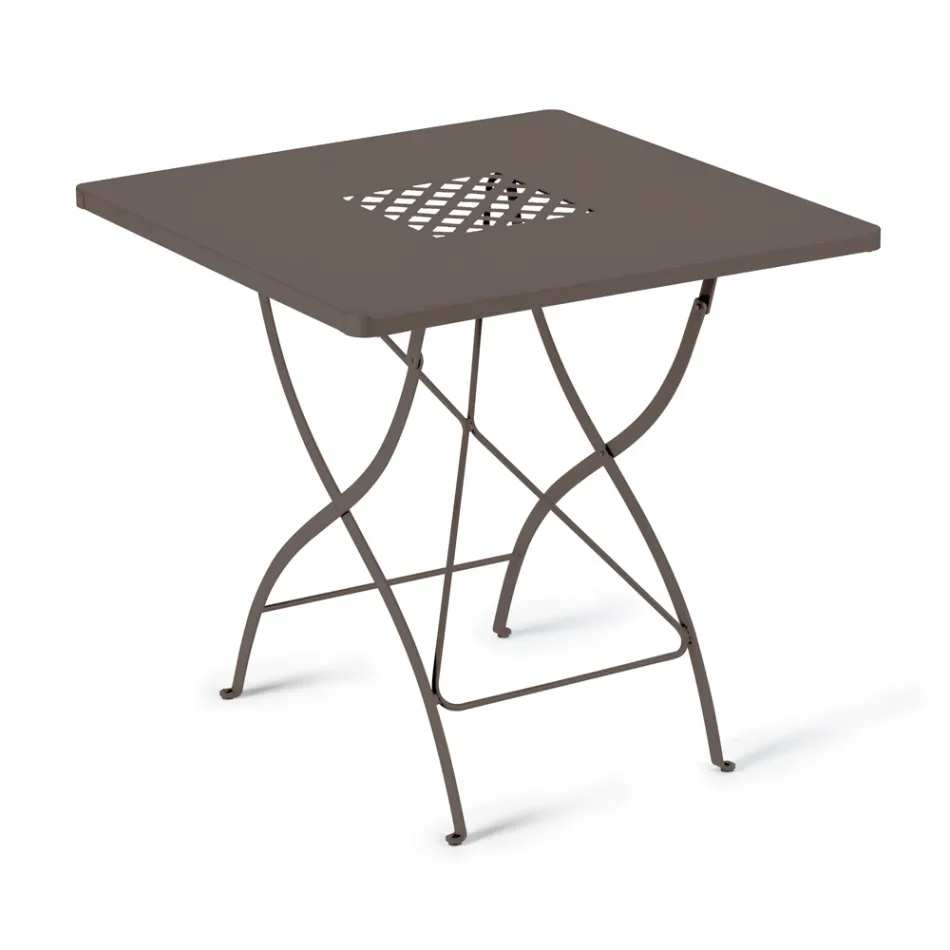 Square Folding Outdoor Table in Galvanized Steel Made in Italy - Selvaggia Viadurini
