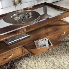 Rectangular coffee table with 4 drawers and 2 wooden pulls Made in Italy - Ade Viadurini