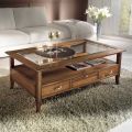 Rectangular coffee table with 4 drawers and 2 wooden pulls Made in Italy - Ade