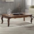 Rectangular Living Room Coffee Table in Patinated Walnut Wood Made in Italy - Afrodite