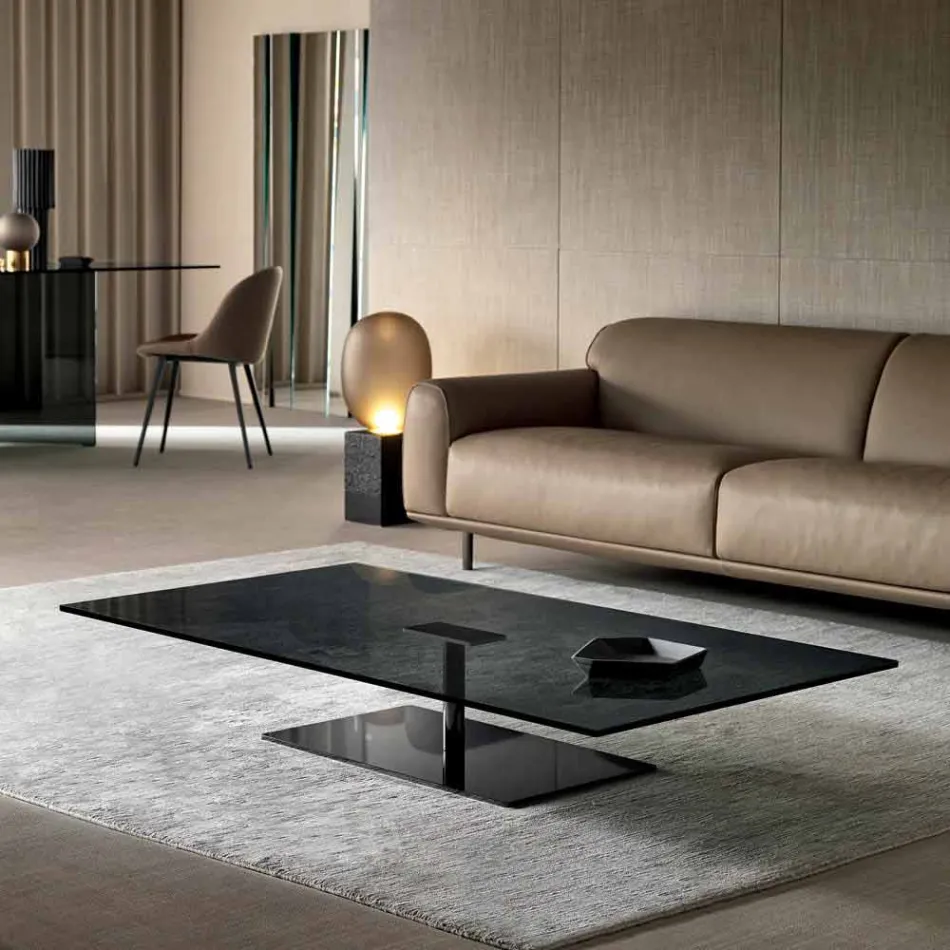Rectangular Coffee Table for the Living Room in Extra-clear or Smoked Glass - Giovannino Viadurini