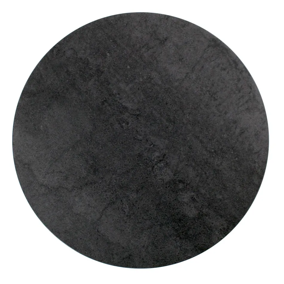 Round Coffee Table with Steel Base and Stoneware Top Made in Italy - Alisea Viadurini