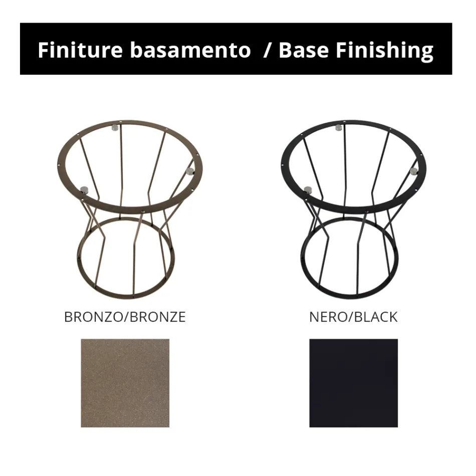 Round Coffee Table with Steel Base and Glass Top Made in Italy - Alisea Viadurini