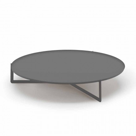 Round Coffee Table for Outdoor Living Room in Graphite or Mud Metal - Stephane Viadurini