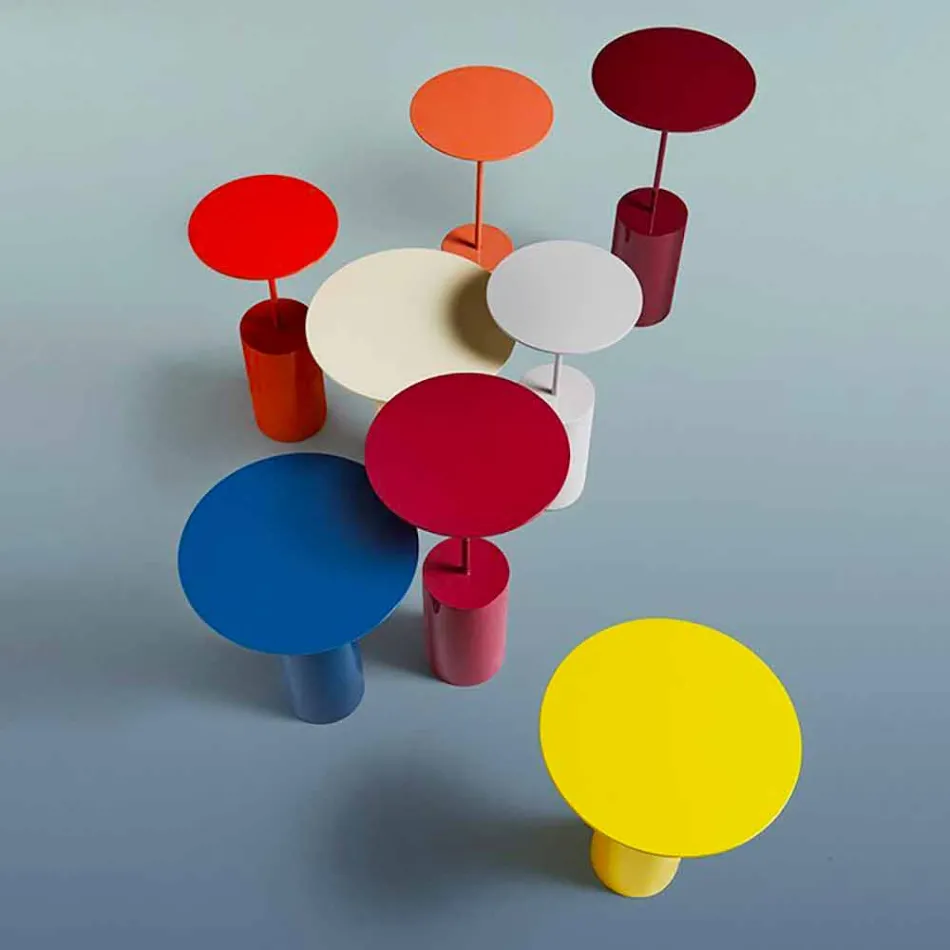 Round Coffee Table in Colored Metal Sheet of Modern Design - Cocktail Viadurini