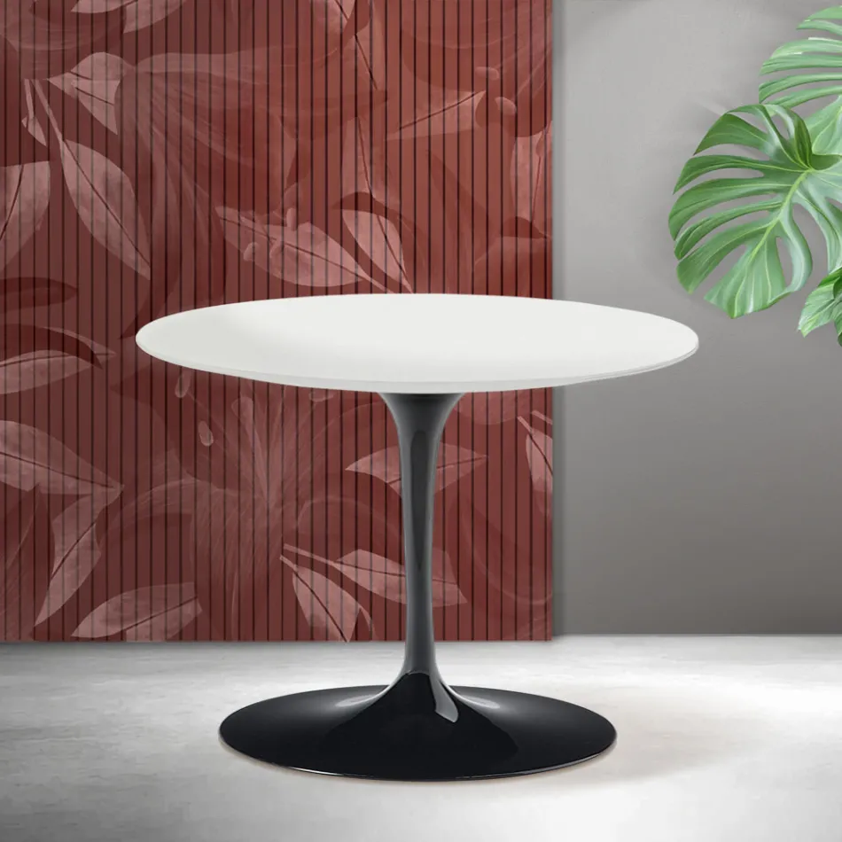 Saarinen Tulip Round Coffee Table H 41 cm in Matte White Florim Ceramic - Scarlet Viadurini