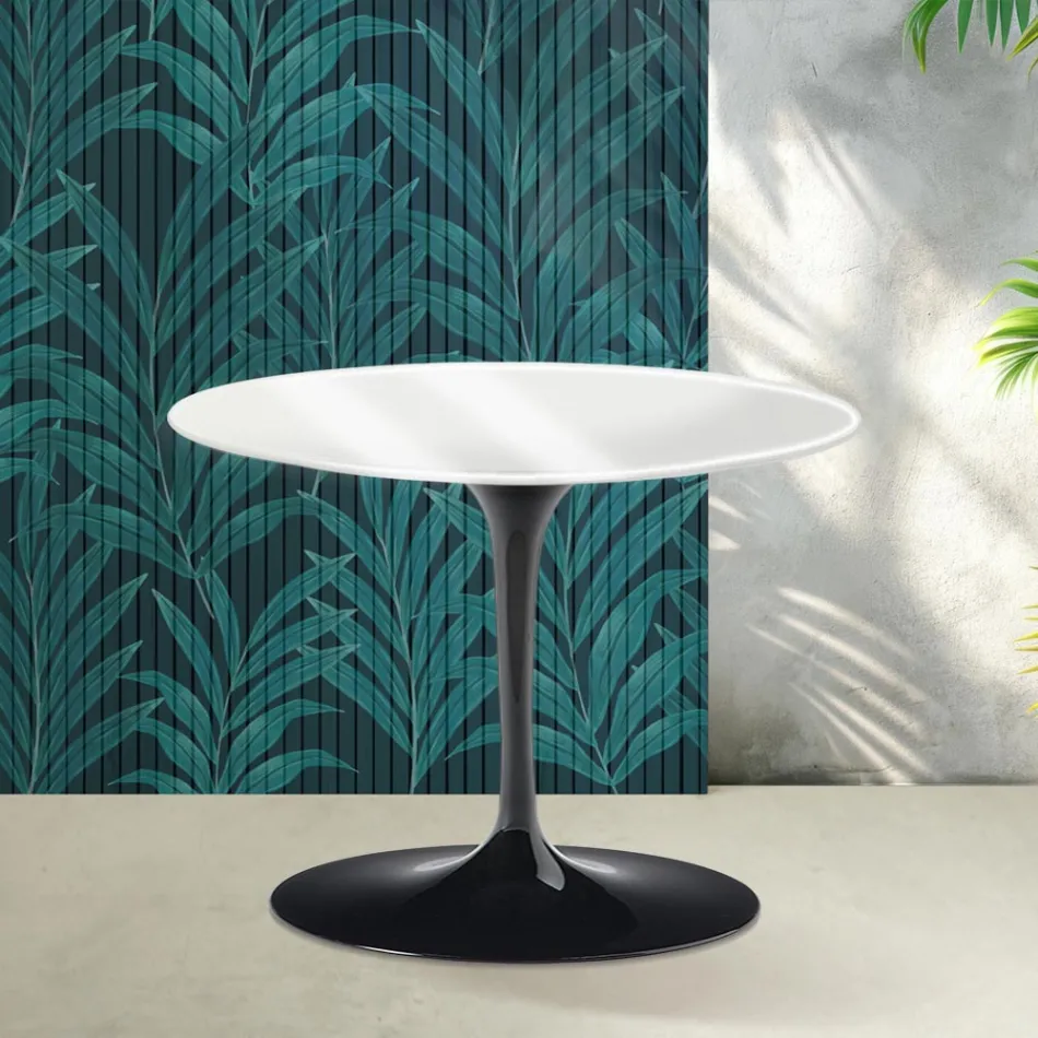 Saarinen Tulip Round Coffee Table H 41 cm in Glossy White Florim Ceramic - Scarlet Viadurini