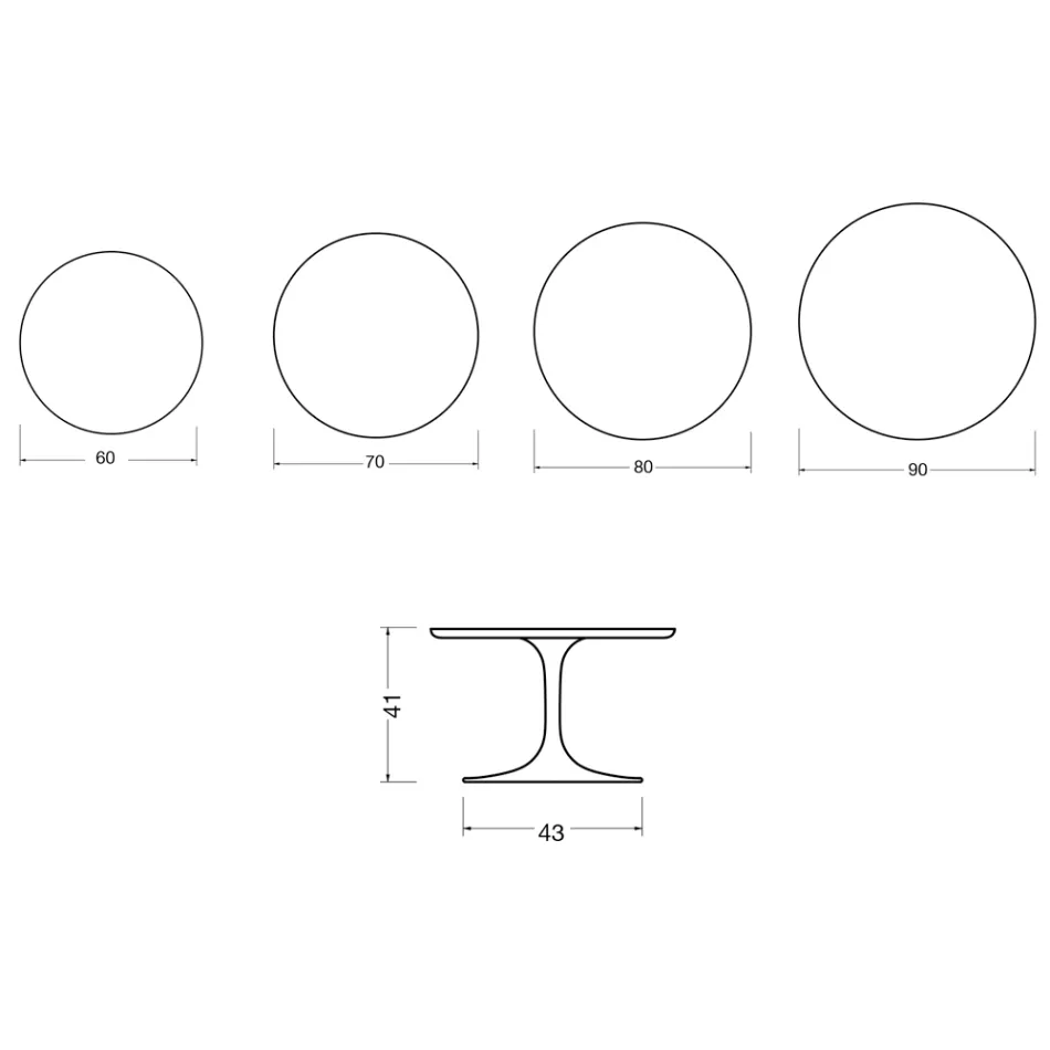 Saarinen Tulip Round Coffee Table H 41 cm in Glossy White Florim Ceramic - Scarlet Viadurini