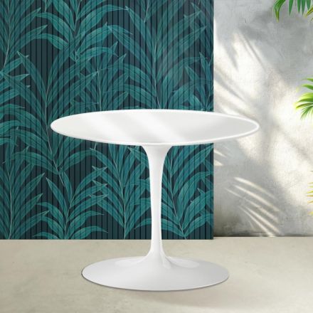 Saarinen Tulip Round Coffee Table H 41 cm in Glossy White Florim Ceramic - Scarlet Viadurini