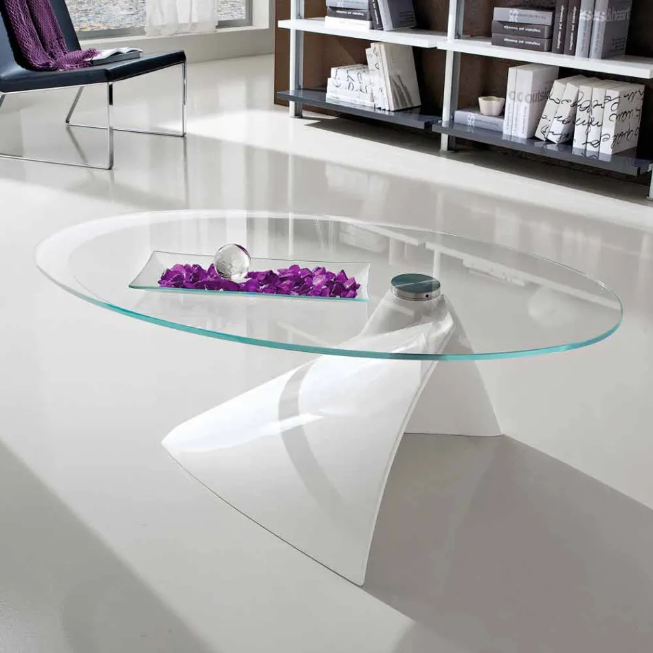 Coffee Table with Glass Top with Made in Italy Screen Printing - Campari Viadurini