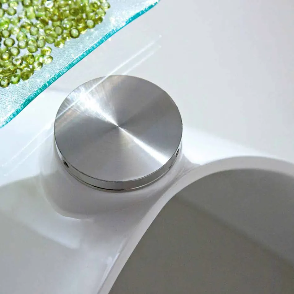 Coffee Table with Glass Top with Made in Italy Screen Printing - Campari Viadurini