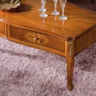 Inlaid Wood Coffee Table with 2 Drawers Made in Italy - Katerine Viadurini