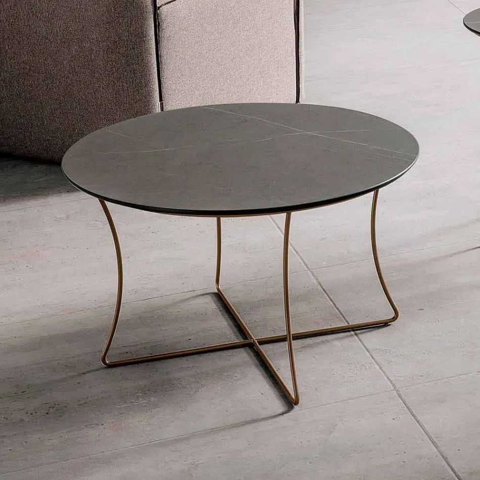 Coffee Table in Painted Metal with Hpl Top Made in Italy - Numbo Viadurini