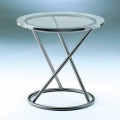 Coffee Table in Tempered Glass with Steel Base Made in Italy - Pegaso