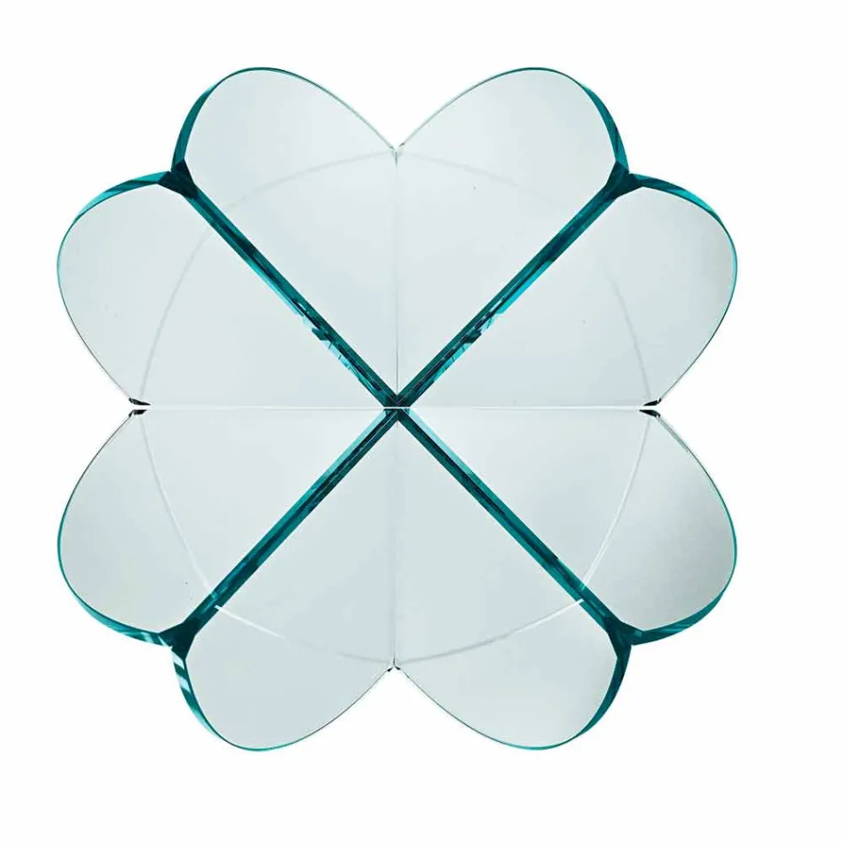 Living Room Coffee Table with Transparent Glass Flower and Acid Base 3 Sizes - Fiorella Viadurini