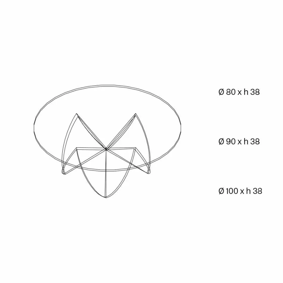 Living Room Coffee Table with Transparent Glass Flower and Acid Base 3 Sizes - Fiorella Viadurini