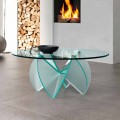 Living Room Coffee Table in Transparent Glass with Acid Base 3 Sizes - Fiorella