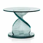 Living Room Coffee Table in Transparent Spiral Glass and Rotating Base - Spirulo Viadurini