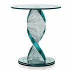 Living Room Coffee Table in Transparent Spiral Glass and Rotating Base - Spirulo Viadurini