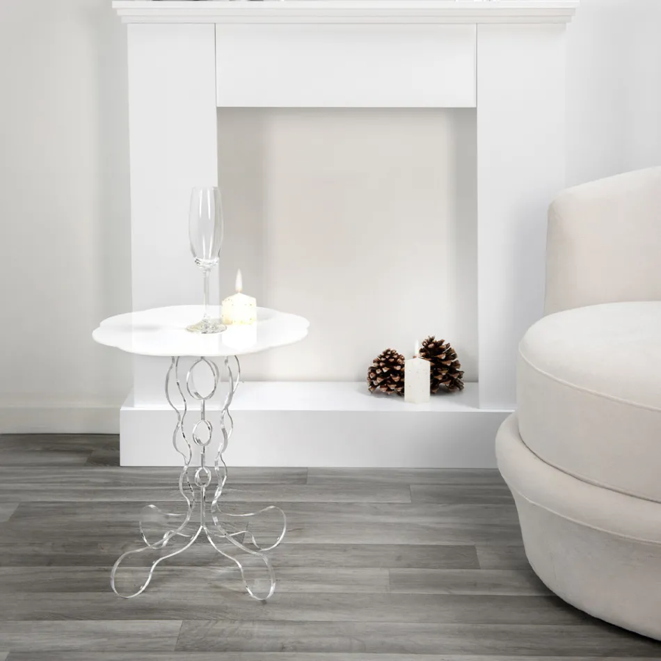 White round coffee table, diameter 50cm, modern design Janis, made in Italy Viadurini