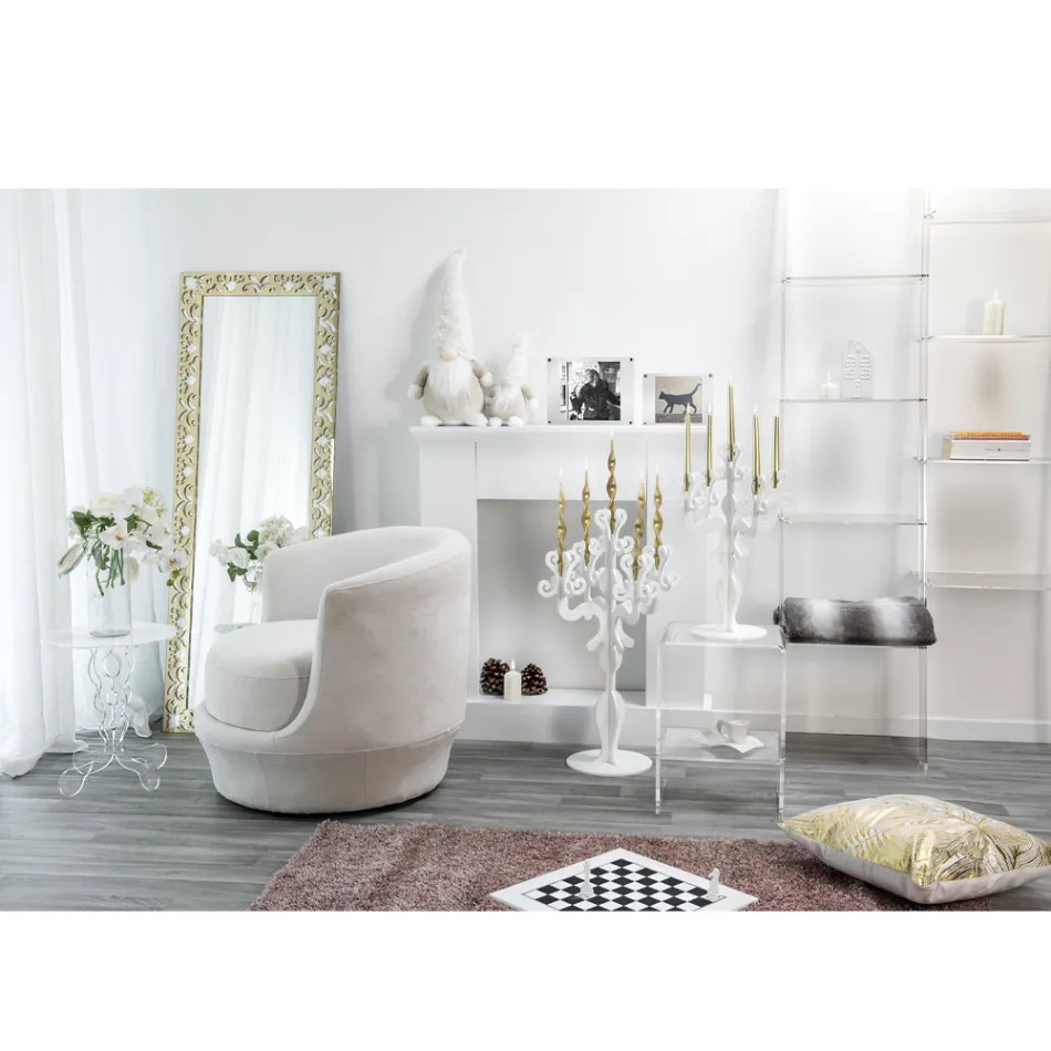 White round coffee table, diameter 50cm, modern design Janis, made in Italy Viadurini