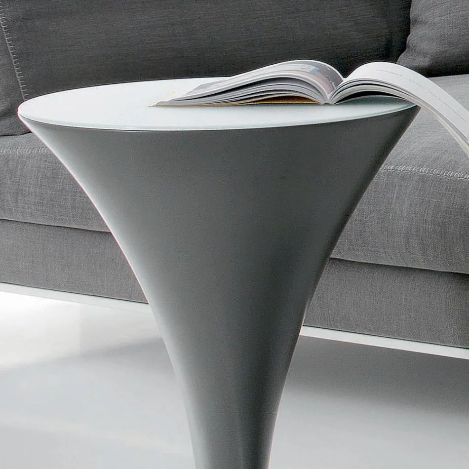 Round Coffee Table Boat Shape in Metal and Etched Glass - Boarding Viadurini