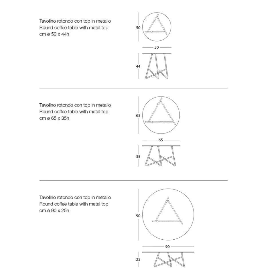 Round Metal Garden Coffee Table in Various Colors and 3 Sizes - Magali Viadurini