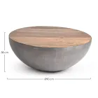 Round Coffee Table in Recycled Wood and Steel White or Gray - Genoveffa Viadurini