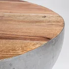 Round Coffee Table in Recycled Wood and Steel White or Gray - Genoveffa Viadurini