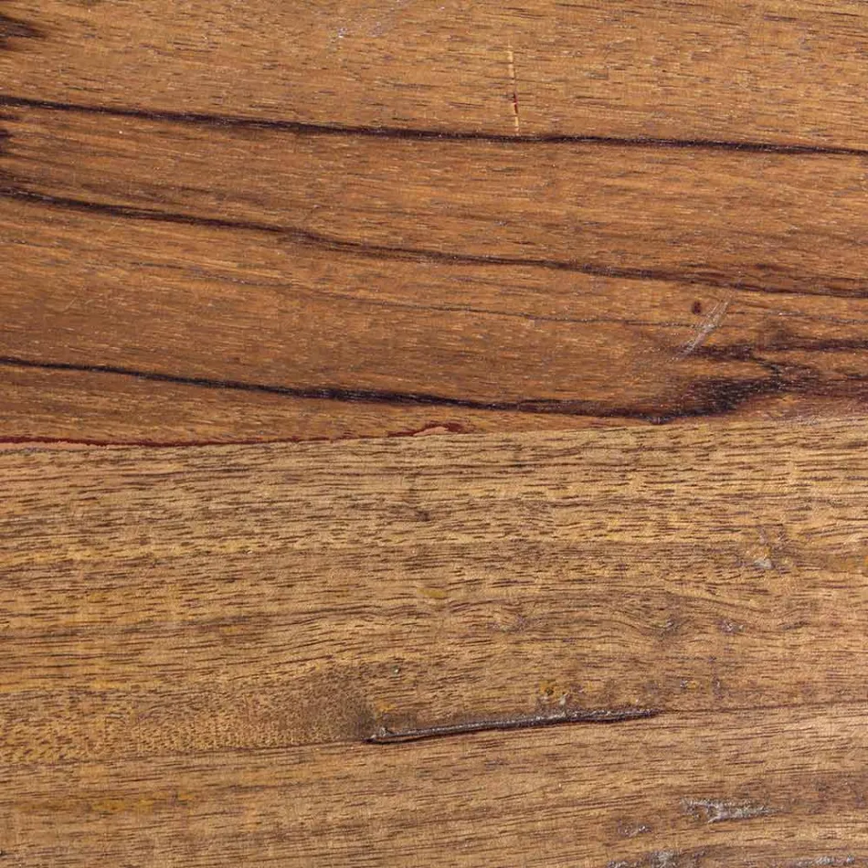 Round Coffee Table in Recycled Wood and Steel White or Gray - Genoveffa Viadurini