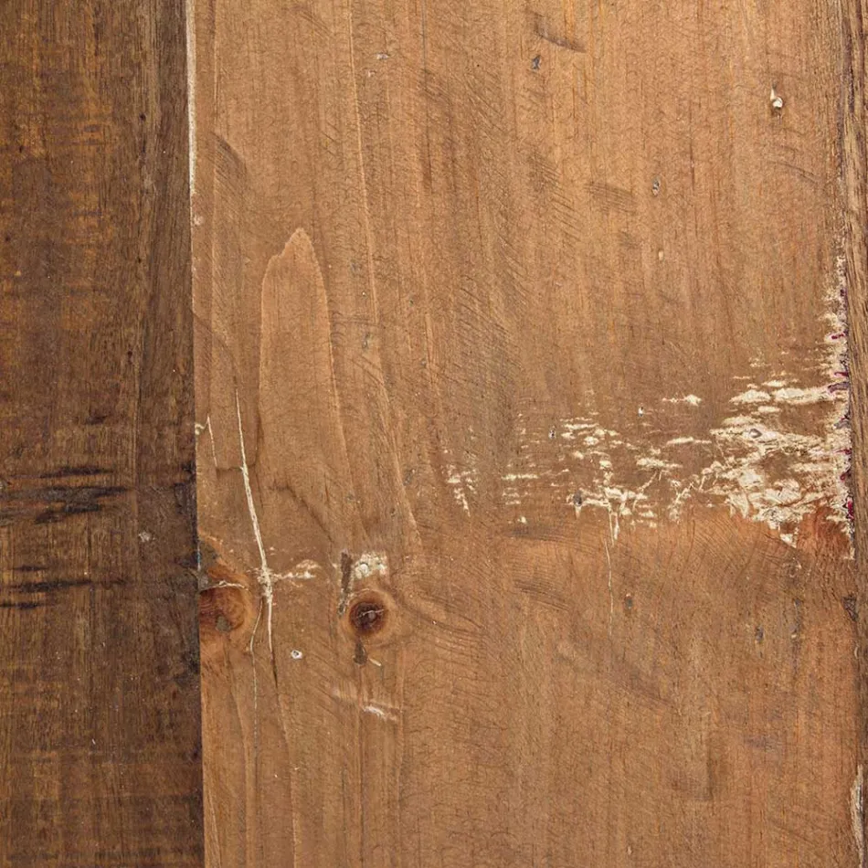 Round Coffee Table in Recycled Wood and Steel White or Gray - Genoveffa Viadurini