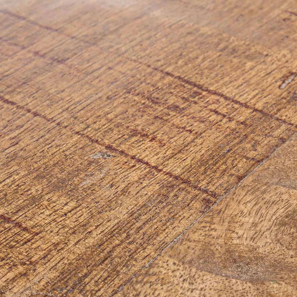 Round Coffee Table in Recycled Wood and Steel White or Gray - Genoveffa Viadurini