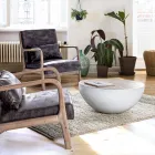 Round Coffee Table in Recycled Wood and Steel White or Gray - Genoveffa Viadurini