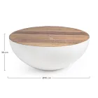 Round Coffee Table in Recycled Wood and Steel White or Gray - Genoveffa Viadurini