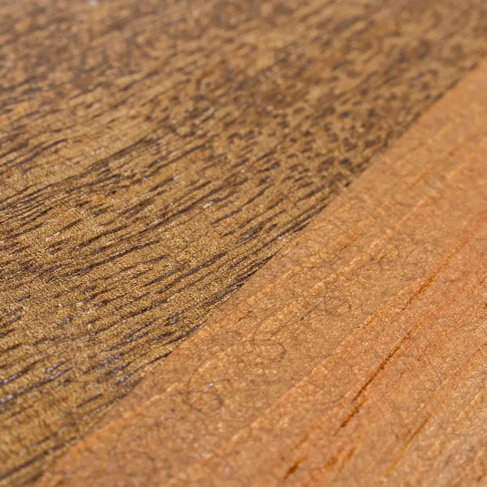 Round Coffee Table in Recycled Wood and Steel White or Gray - Genoveffa Viadurini