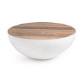 Round Coffee Table in Recycled Wood and Steel White or Gray - Genoveffa