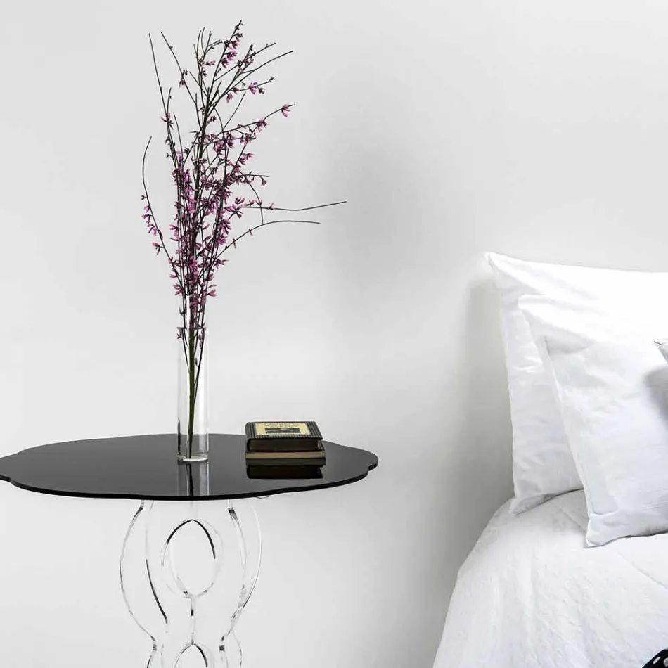 Round black coffee table diameter 50 cm modern design Janis, made in Italy Viadurini