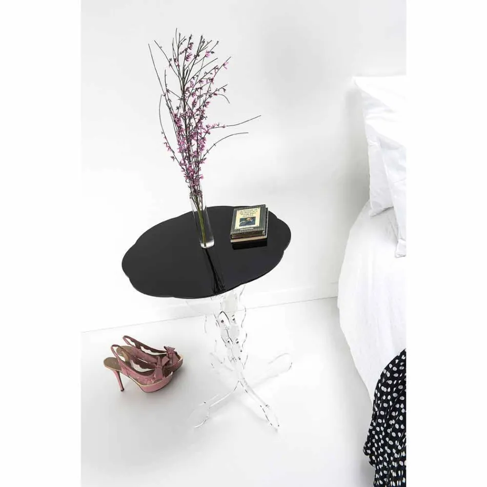 Round black coffee table diameter 50 cm modern design Janis, made in Italy Viadurini