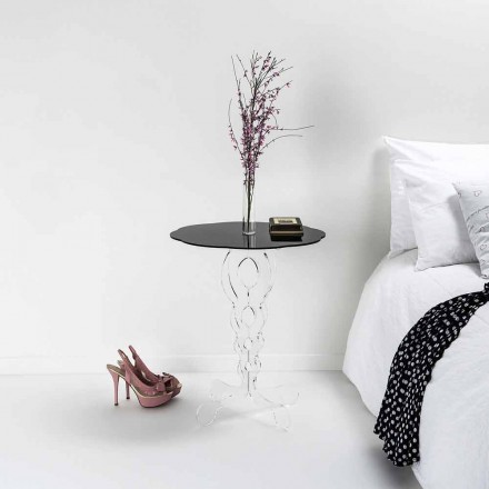 Round black coffee table diameter 50 cm modern design Janis, made in Italy Viadurini