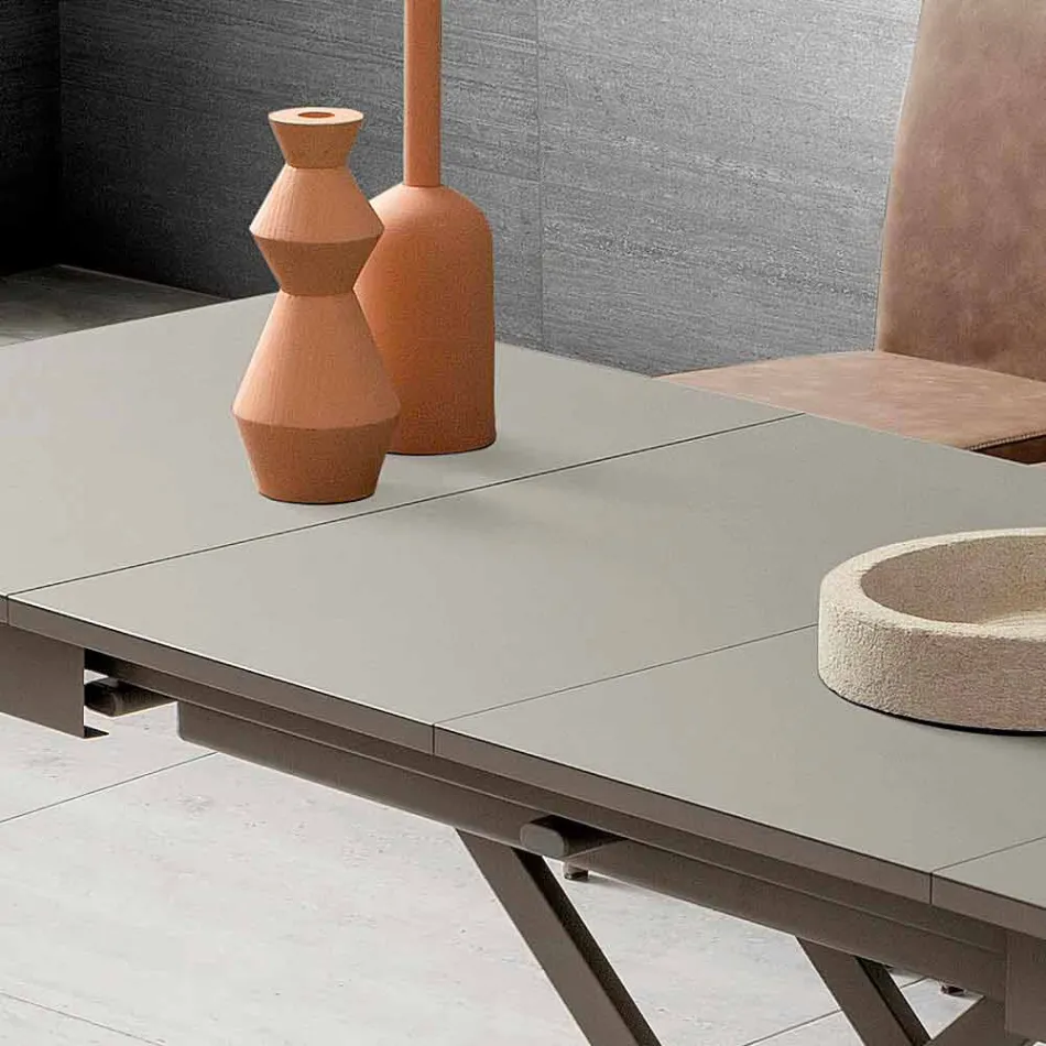 Transformable Living Room Coffee Table in Fenix and Metal Made in Italy - Chiano Viadurini