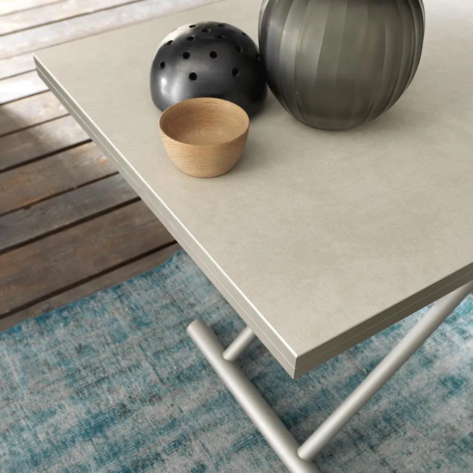 Transformable Coffee Table in Metal and Ceramic Design Made in Italy - Saturn Viadurini