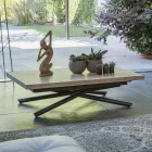 Coffee Table Convertible into a Dining Table Wood Top and Metal Base - Peach Viadurini